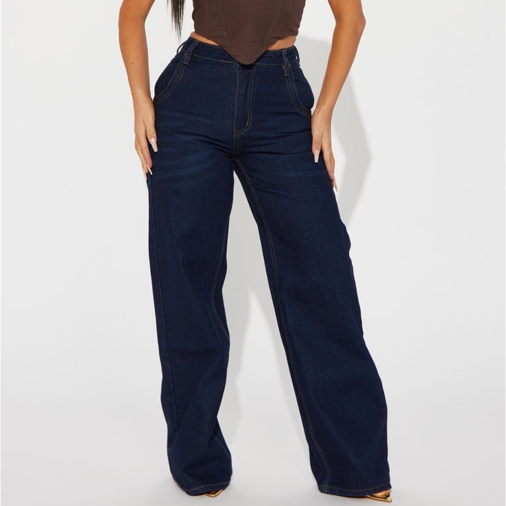 Calling it Off Baggy Jeans - Dark Wash